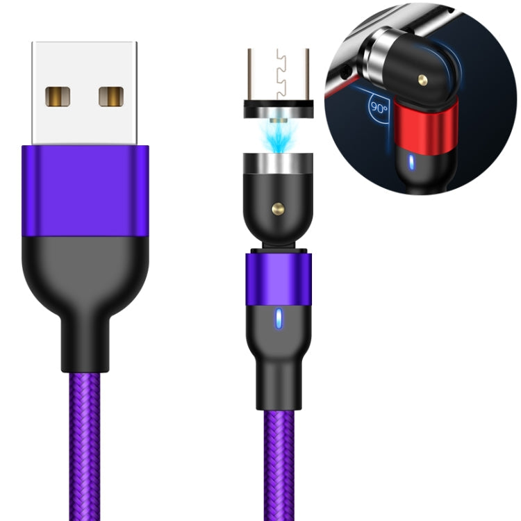 2m 2A USB to Micro USB Output Nylon Braided Swivel Magnetic Charging Cable (Purple)