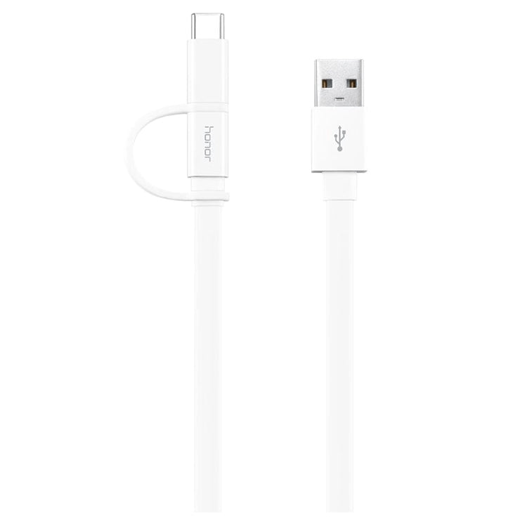 Honor AP55S 2 in 1 2A USB to USB-C / Type-C + Original Micro USB Interface Transmission and Charging Data Cable Cable Length: 1.5m (White)