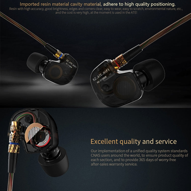 KZ ATE 1.3m 3.5mm Fashion Sport Style In-Ear Style Earphone with Wired Control for iPhone iPad Galaxy Huawei Xiaomi LG HTC and other Smart (Black)