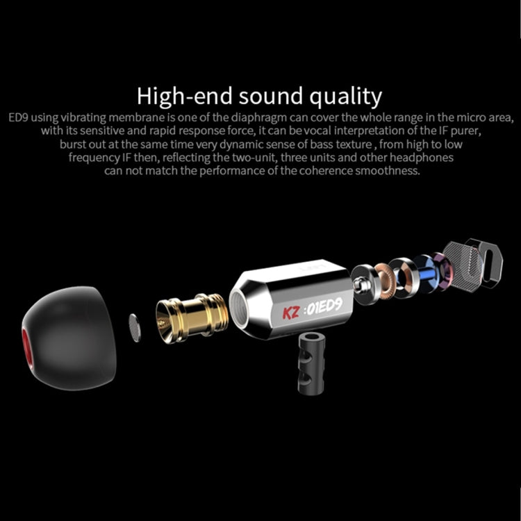 KZ ED9 3.5mm L Type In-Ear Style Wire Control Earphone For iPhone iPad Galaxy Huawei Xiaomi LG HTC and Other Smart (Silver)