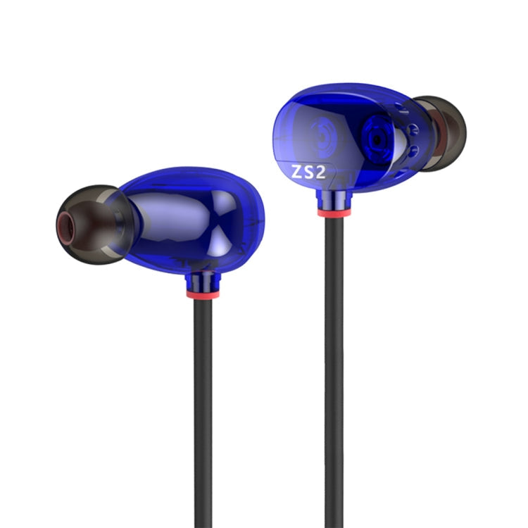 KZ ZS2 1.2m 3.5mm L Type In-Ear Style Earphone with Wired Control for iPhone iPad Galaxy Huawei Xiaomi LG HTC and other Smart (Blue)