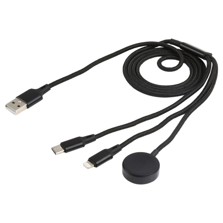 3 en 1 Pin + Type-C / USB-C + Dock de Charge Magnétique Longueur du Câble de Charge Multifonction : 1M (Noir)
