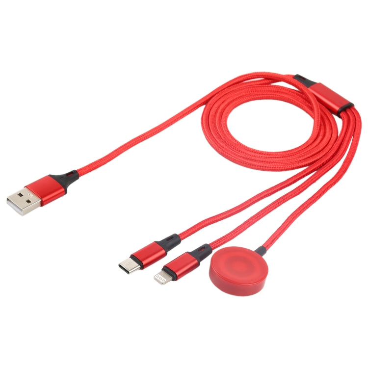 3 en 1 Pin + Tipo-C / USB-C + Base de Carga Magnética Cable de Carga Multifunción longitud: 1m (Rojo)