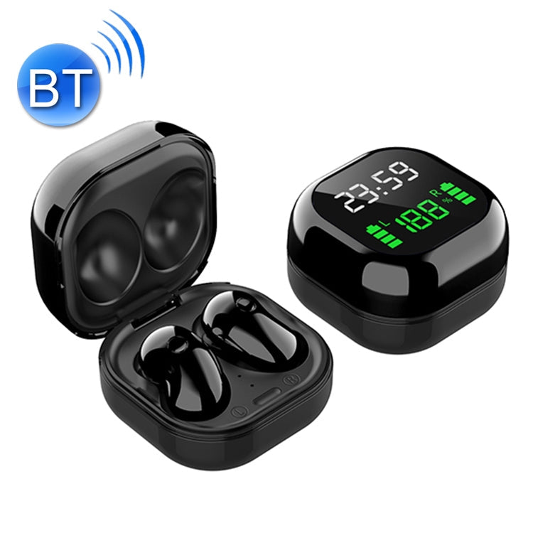 S6 Plus Bluetooth 5.0 TWS Digital Touch Screen Mini Watch True Casque Bluetooth sans fil avec boîtier de chargement (Noir)
