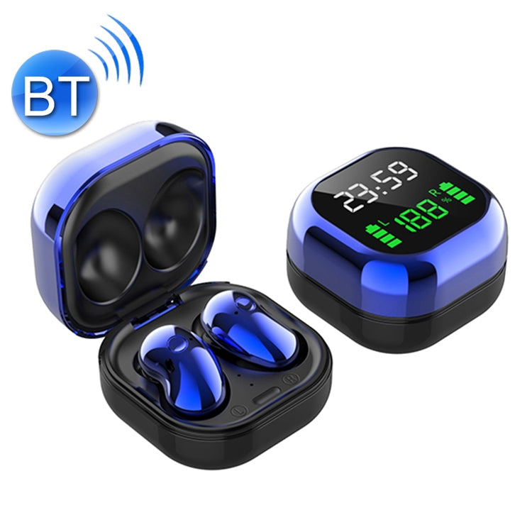 S6 Plus Bluetooth 5.0 TWS Mini montre à écran tactile numérique Véritable casque Bluetooth sans fil avec boîtier de chargement (Bleu)