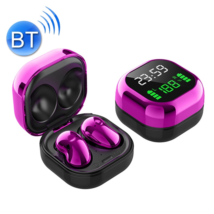 S6 Plus Bluetooth 5.0 TWS Mini montre à écran tactile numérique Véritable écouteur Bluetooth sans fil avec boîtier de chargement (Violet)