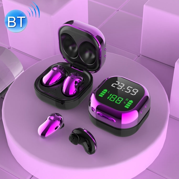 S6 Plus Bluetooth 5.0 TWS Mini montre à écran tactile numérique Véritable écouteur Bluetooth sans fil avec boîtier de chargement (Violet)