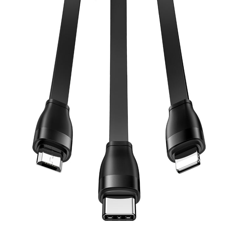 USAMS US-SJ508 U69 TYPE-C / USB-C + Micro USB + 8 PIN Cable de Carga telescópica Multifuncional Multifunción Cable de Carga longitud: 1m (Azul)