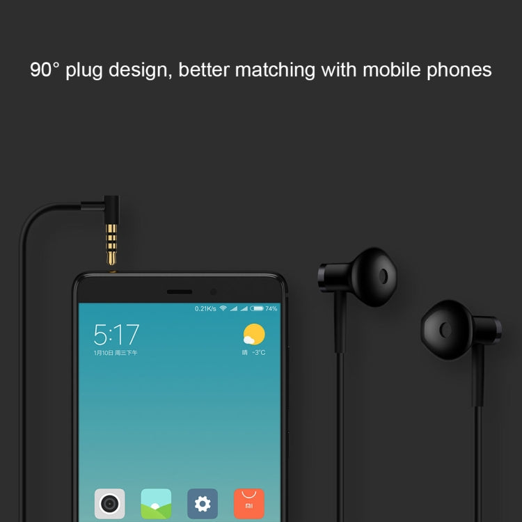 Original Xiaomi Usually Medium In-Ear Earphone with TPE Wired Control with Mic for iPhone iPad Galaxy Huawei Xiaomi LG HTC and Other Smart Phones (Black)