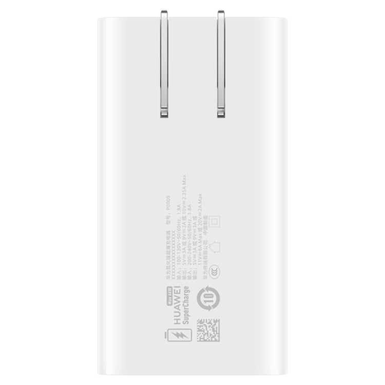 Adaptador de Corriente del Cargador de Viaje ultra-delgado de Huawei 66W GAN con Cable Tipo-C / USB-C (Blanco)