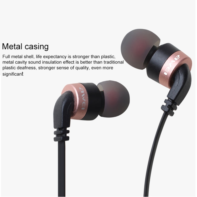 awei ES-30TY TPE In-ear Wire Control Earphone with Mic for iPhone iPad Galaxy Huawei Xiaomi LG HTC and other Smartphones (Black)