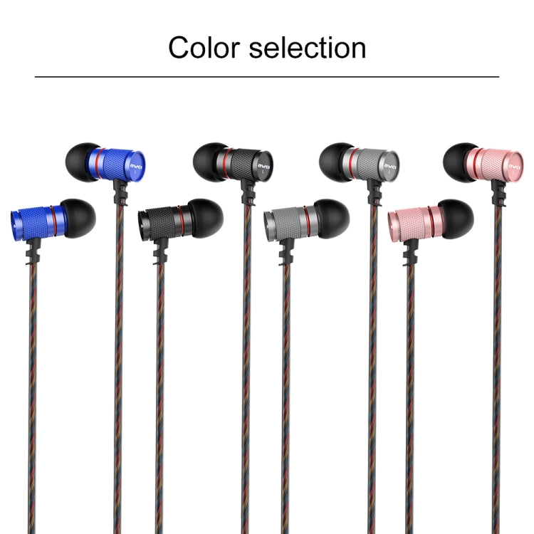 awei ES-660i TPE Weave In-ear Wire Control Earphone with Mic for iPhone iPad Galaxy Huawei Xiaomi LG HTC and other Smartphones (Grey)