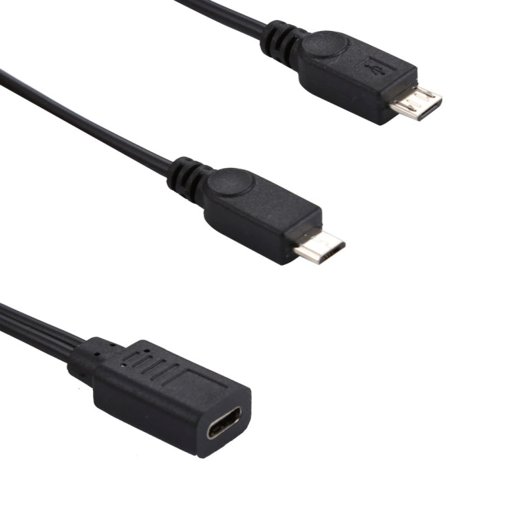 USB-C / TYPE-C Female to 2 x Micro USB Male Adapter Cable &amp; Cord total length: about 30cm
