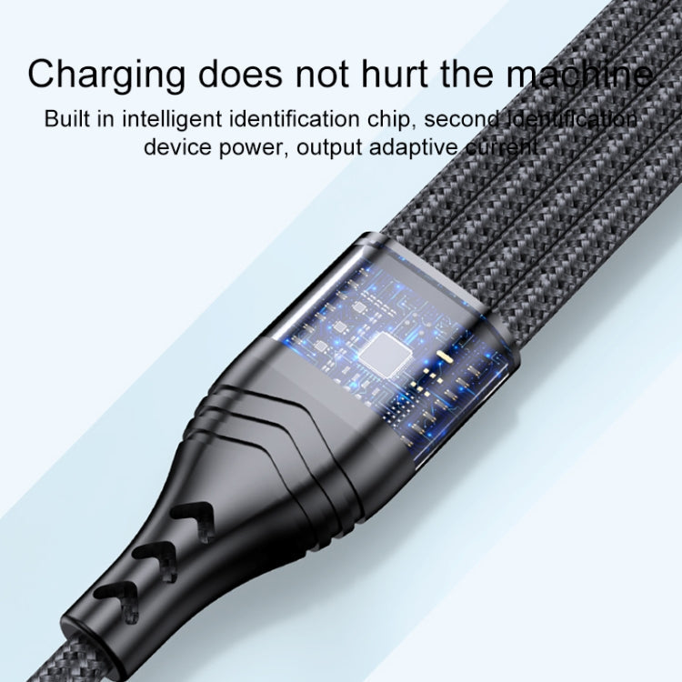 4 in 1 66W 6A USB to 8 PIN + Micro USB USB-C / Type C / Type C Fast Charging Cable Cable length: 2m (Black)