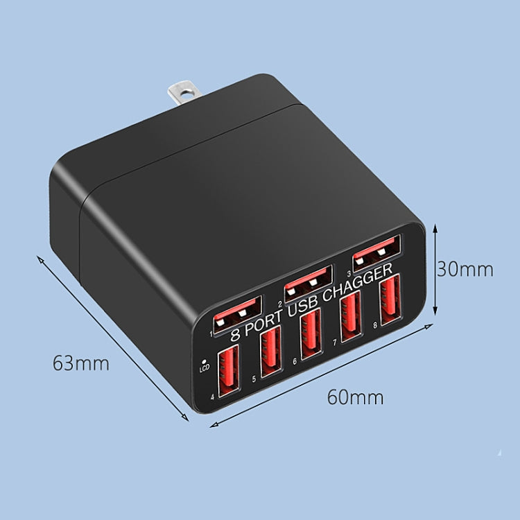 WLX-82 USB Charger Adapter 40W MAX 8 USB US Ports (Black)