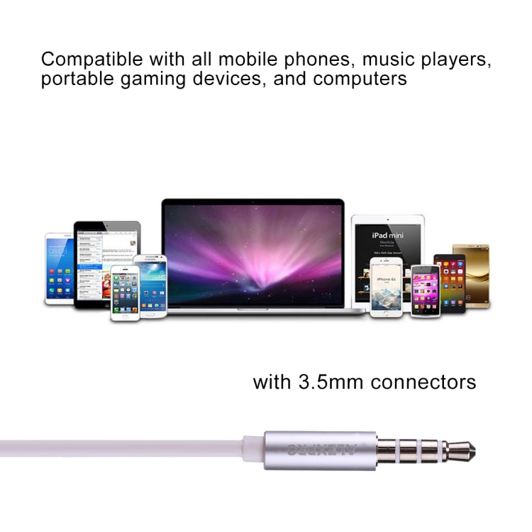 ALEXPRO E110i Écouteurs stéréo intra-auriculaires 1,2 m avec contrôle filaire et basses avec micro pour iPhone iPad Galaxy Huawei Xiaomi LG HTC et autres smartphones (Blanc)