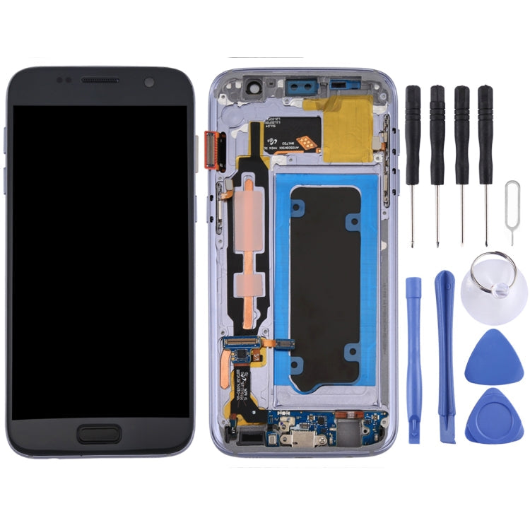 Ecran LCD et Numériseur avec Cadre pour Samsung Galaxy S7 / G930V (Gris)