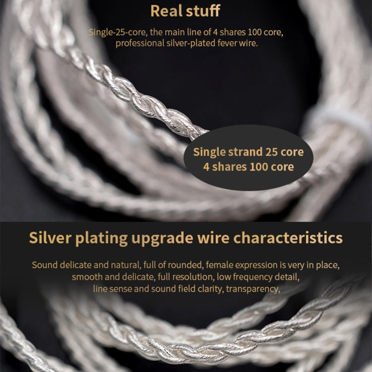 Silver Twisted Texture 3.5mm Audio Headphone Cable Applicable to KZ ZS3 (Silver)