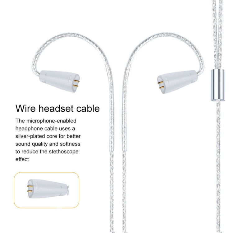 Silver Headphone Cable with IE80 Plug with Microphone (Silver)