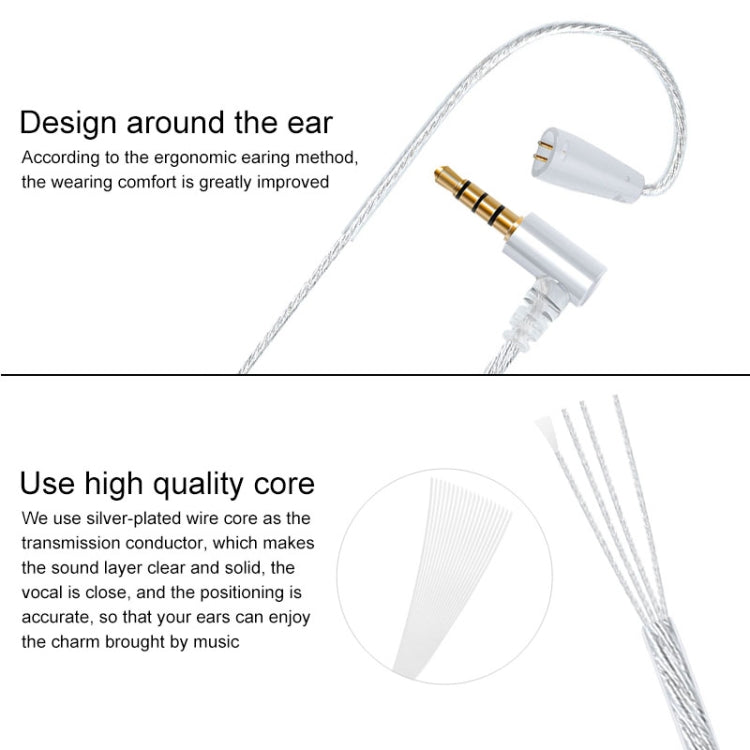 Silver Headphone Cable with IE80 Plug with Microphone (Silver)