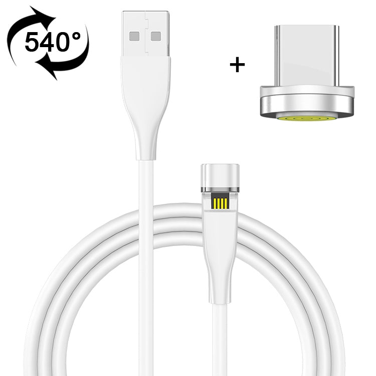 Câble de charge magnétique rotatif à 540 degrés USB vers USB-C / Type-C de 2 m (blanc)