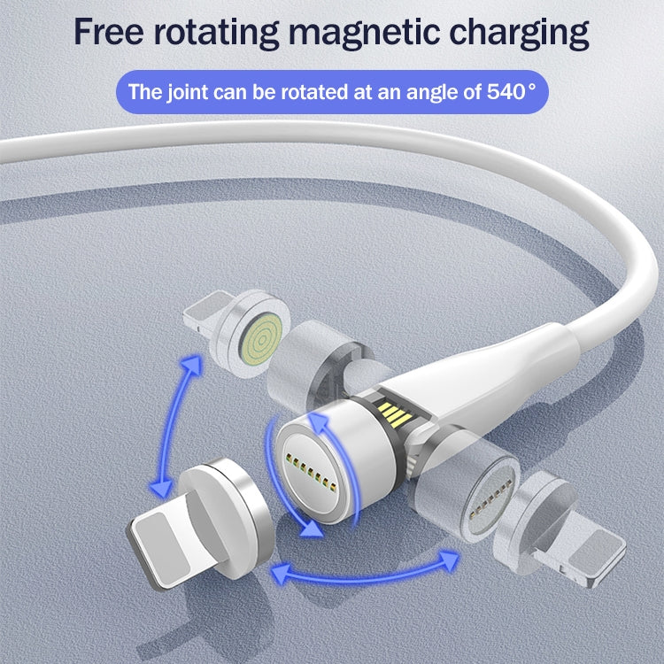 Cable de Carga Magnético giratorio de 2 m USB a USB-C / Type-C de 540 grados (Blanco)