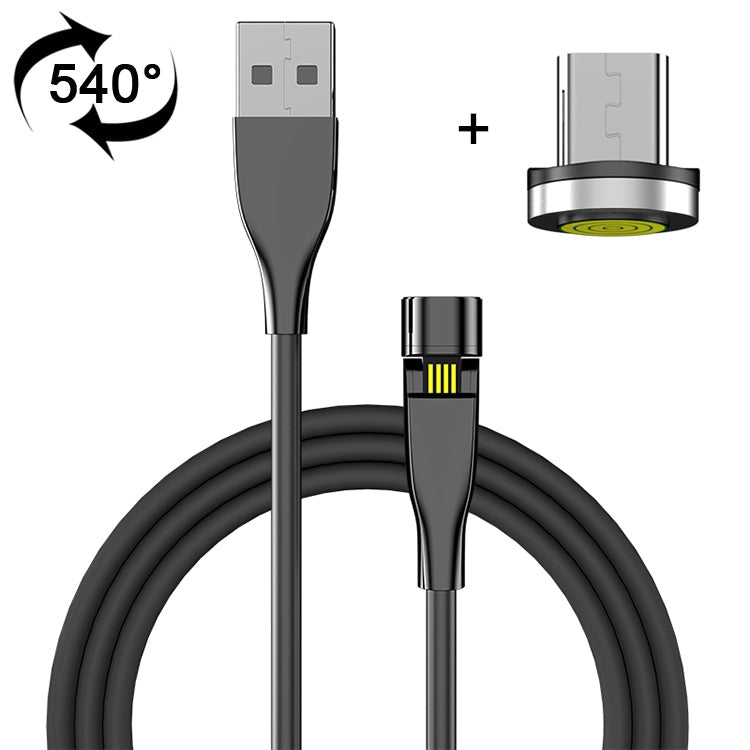 Cable de Carga Magnético giratorio de 1 m USB a Micro USB de 540 grados (Negro)