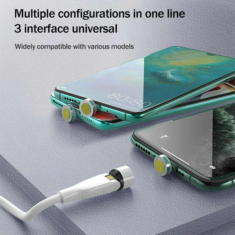Cable de Carga Magnético giratorio de 1 m USB a Micro USB de 540 grados (Blanco)