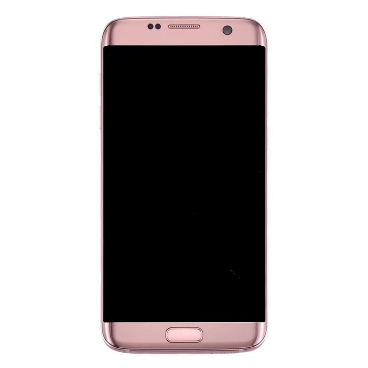 Pantalla LCD Original y Táctil Digitalizador con marco placa de Puerto de Carga Botón de Volumen y Botón de Encendido para Samsung Galaxy S7 Edge / G935F (Rosa)