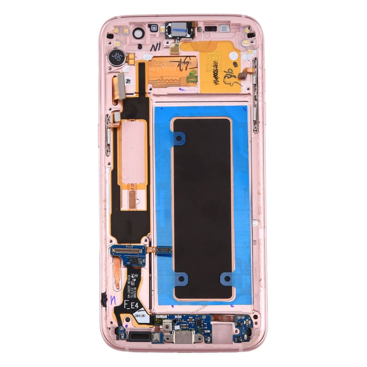 Original LCD Screen and Touch Digitizer with Frame Charging Port Plate Volume Button and Power Button for Samsung Galaxy S7 Edge / G935F (Pink)