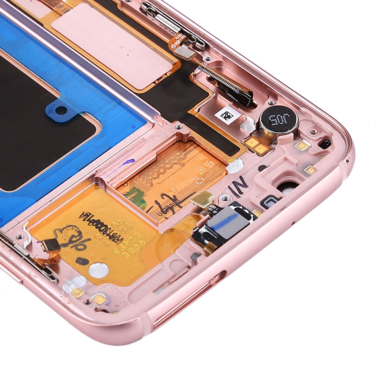 Écran LCD d'origine et numériseur tactile avec cadre Port de charge Bouton de volume et bouton d'alimentation pour Samsung Galaxy S7 Edge / G935F (Rose)