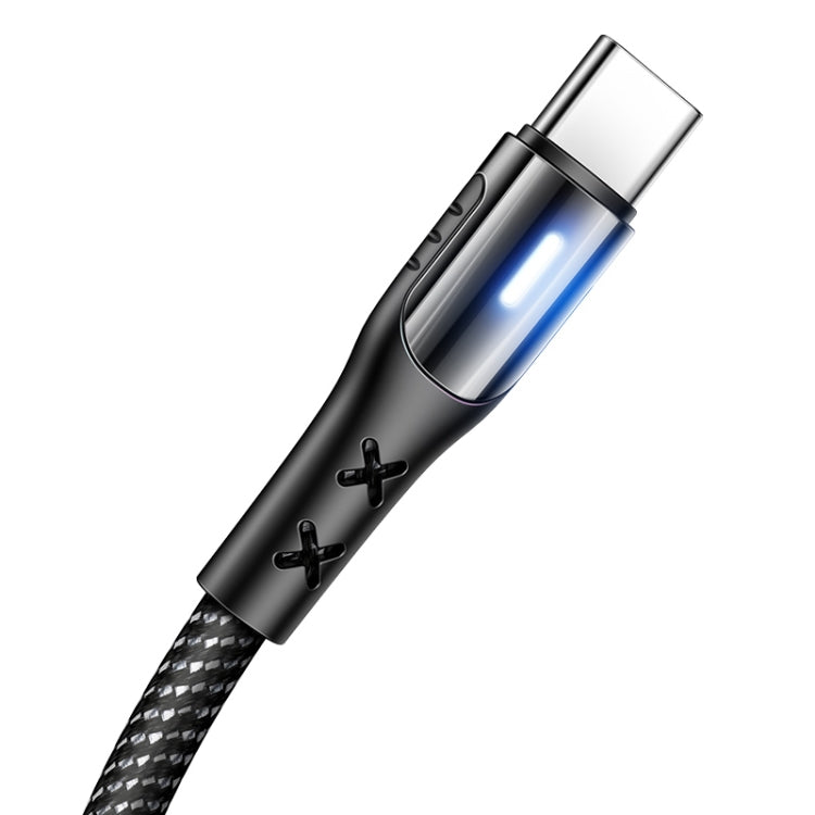 USAMS US-SJ319 U27 Câble de chargement de synchronisation de données USB vers USB-C / Type-C 1,2 m 5 A avec voyant lumineux (Noir)