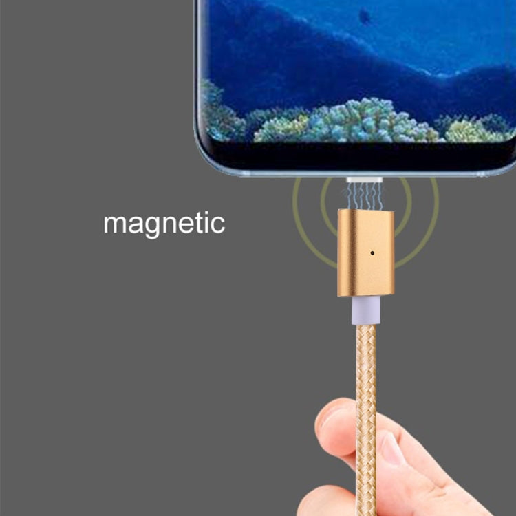 Câble de chargement de synchronisation de données magnétique 2A USB-C / Type-C vers USB de style tissé de 1 m avec indicateur LED pour Galaxy S8 &amp; S8+ / LG G6 / Huawei P10 &amp; P10 Plus / Xiaomi Mi6 &amp; Max 2 et autres téléphones intelligents (Or)