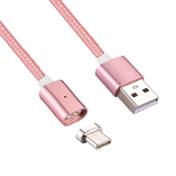 Cable de Carga de Sincronización de Datos de estilo tejido 2A Magnético USB-C / Type-C a USB estilo tejido de 1 m con indicador LED Para Galaxy S8 y S8 + / LG G6 / Huawei P10 y P10 Plus / Xiaomi Mi6 y Max 2 y otros Teléfonos Inteligentes (Oro Rosa)