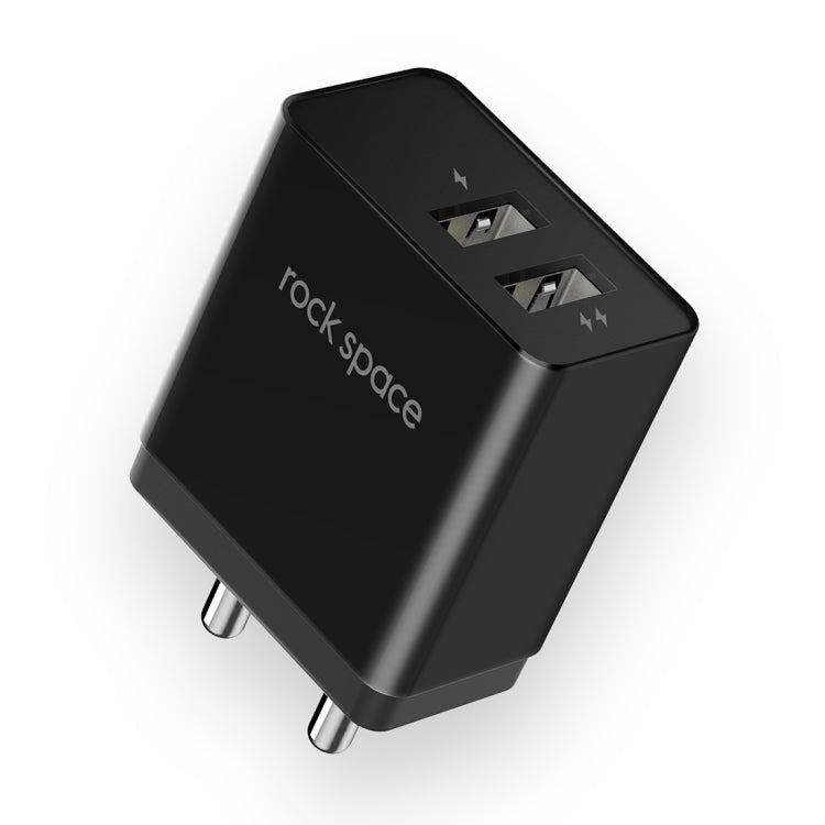 Rock T8 2.4A Dual USB Port Travel Charger Power Adapter (Black)