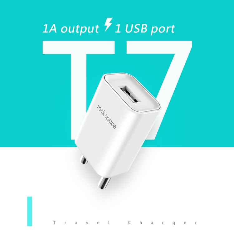Adaptateur secteur pour chargeur de voyage Rock T7 1A avec port USB unique (blanc)