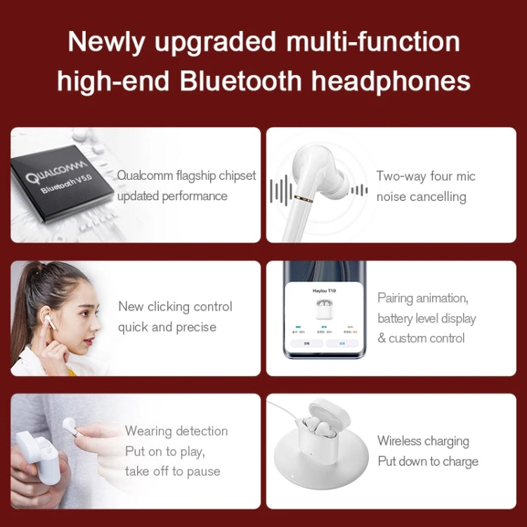 Écouteurs Bluetooth sans fil d'origine Xiaomi Youpin Haylou T19 TWS avec suppression du bruit (blanc)