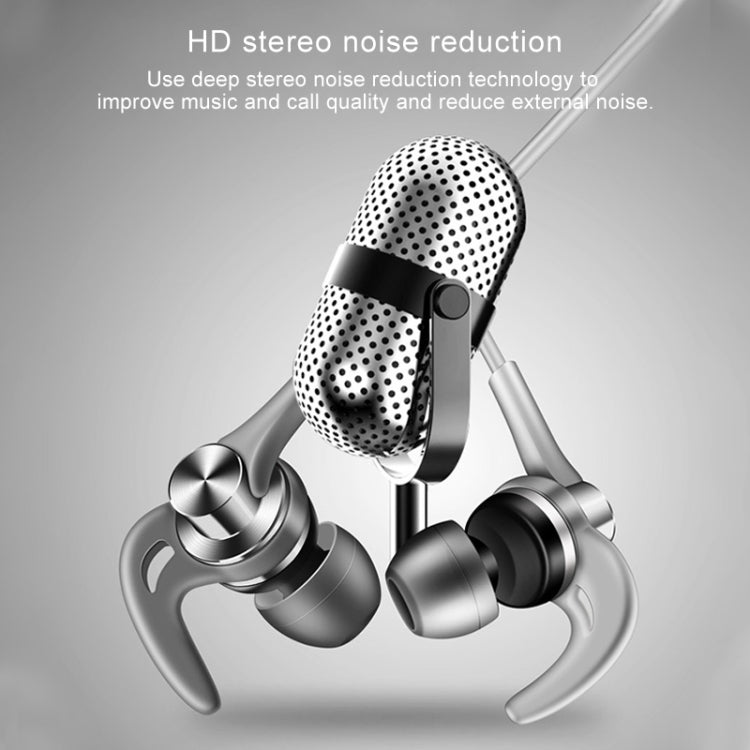 QKZ EQ1 CNC Metal Shark Fin Headphone Sports Music Headphones Microphone Version (Silver)