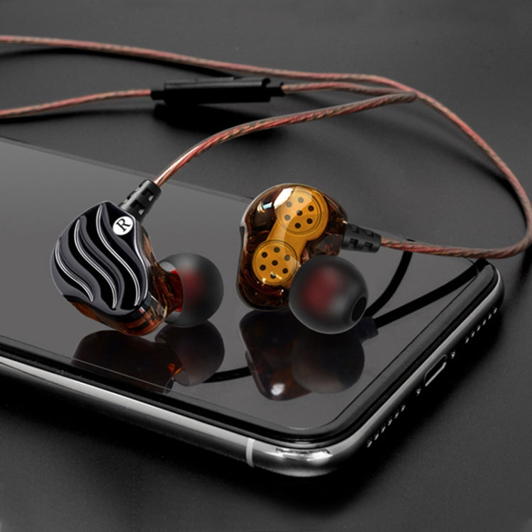 QKZ KD4 Four-unit In-Ear Headphones Music Sports Headphones Microphone Version (Black)