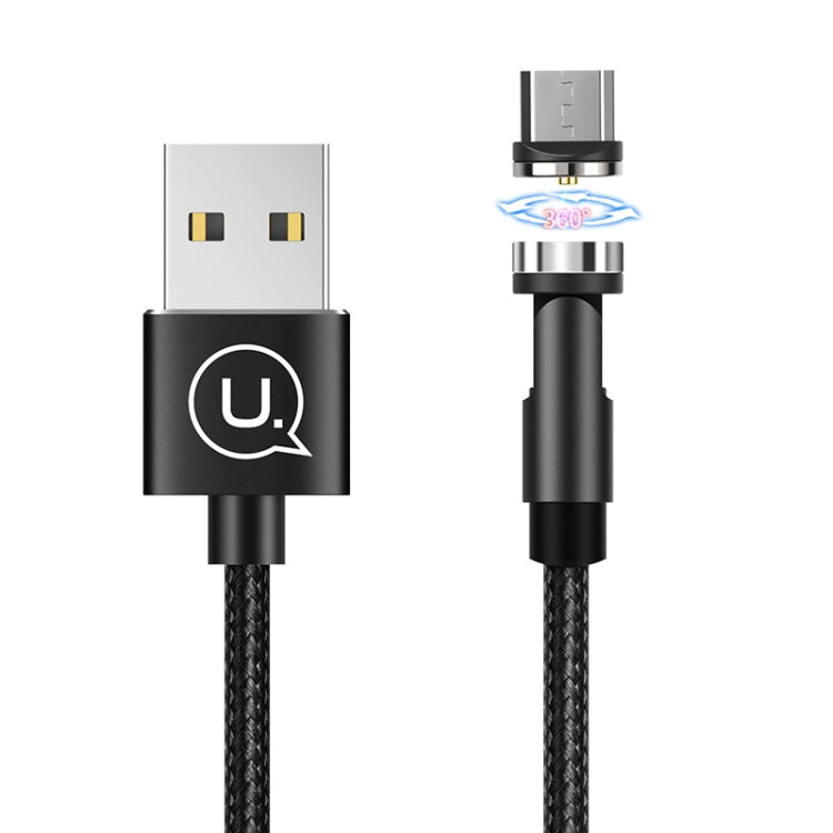 USAMS US-SJ474 U59 2.4A Micro USB Aluminum Alloy Swivel Magnetic Charging Cable Length: 1m (Black)
