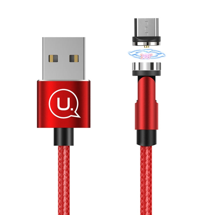 USAMS US-SJ474 U59 2.4A Micro USB Aluminum Alloy Swivel Magnetic Charging Cable Length: 1m (Red)