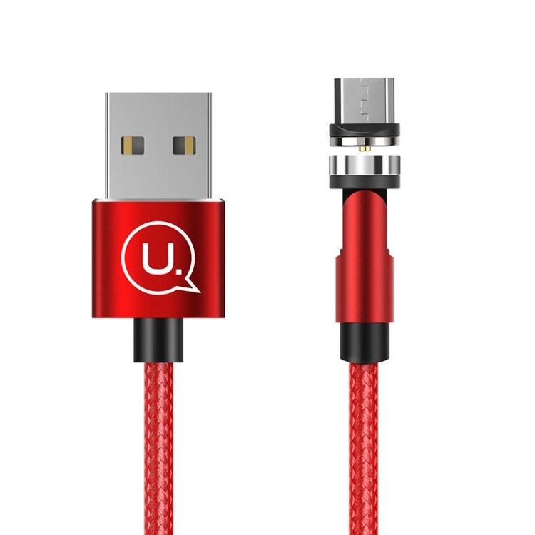 USAMS US-SJ474 U59 2.4A Micro USB Aluminum Alloy Swivel Magnetic Charging Cable Length: 1m (Red)