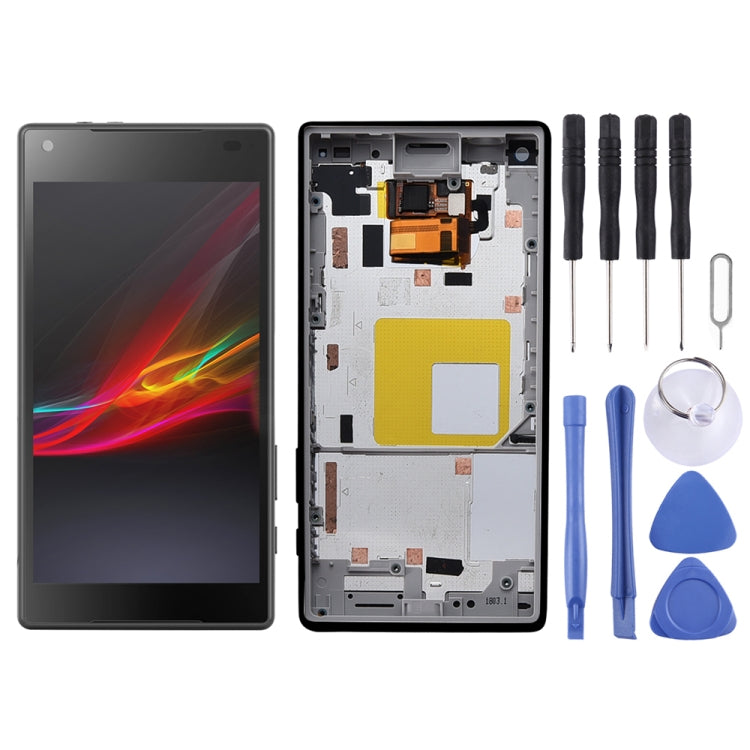 Full LCD Screen and Digitizer Assembly with Frame for Sony Xperia Z5 Compact / E5803 / E5823 / Z5 Mini (Black)