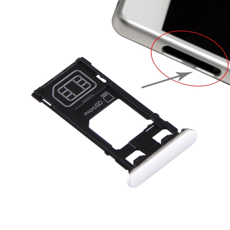 Plateau de carte SIM + plateau de carte Micro SD + bouchon anti-poussière pour port de carte pour Sony Xperia X (version SIM unique) (blanc)