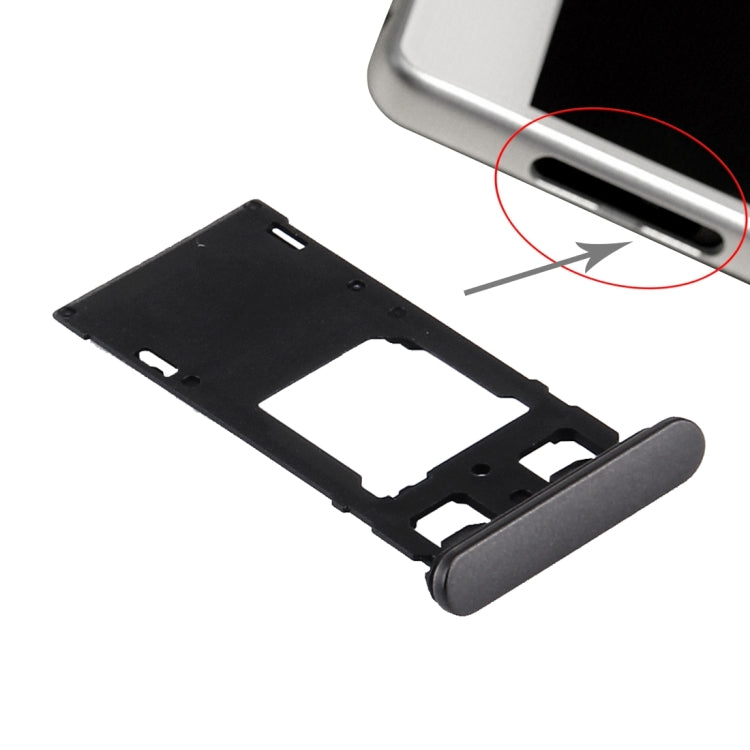 Bandeja de Tarjeta SIM + Bandeja de Tarjeta Micro SD / SIM + Puerto de ranura Para Tarjeta Tapón antipolvo Para Sony Xperia X (Versión Dual SIM) (Grafito Negro)