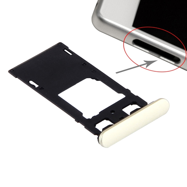 Plateau de carte SIM + plateau de carte Micro SD / SIM + bouchon anti-poussière pour port de fente pour carte pour Sony Xperia X (version double SIM) (or citron vert)