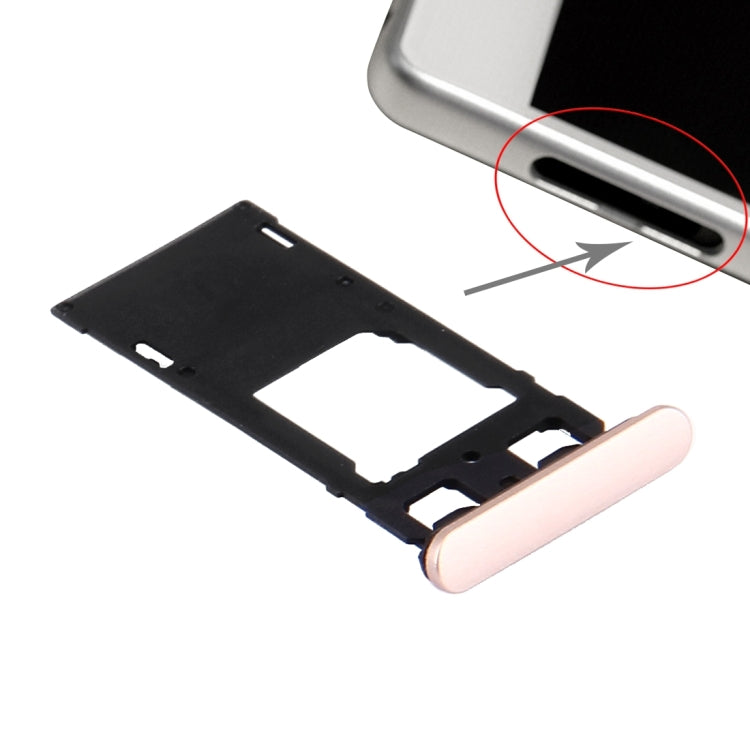 Bandeja de Tarjeta SIM + Bandeja de Tarjeta Micro SD / SIM + Puerto de ranura Para Tarjeta Tapón antipolvo Para Sony Xperia X (Versión Dual SIM) (Oro Rosa)