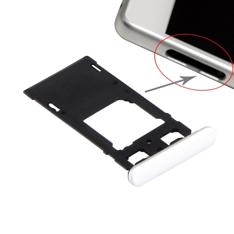 Plateau de carte SIM + plateau de carte Micro SD/SIM + bouchon anti-poussière pour port de fente pour carte pour Sony Xperia X (version double SIM) (blanc)