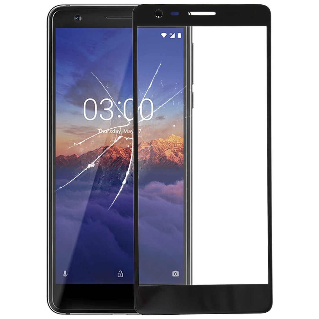 Outer Glass Front Screen Nokia 3.1 Black