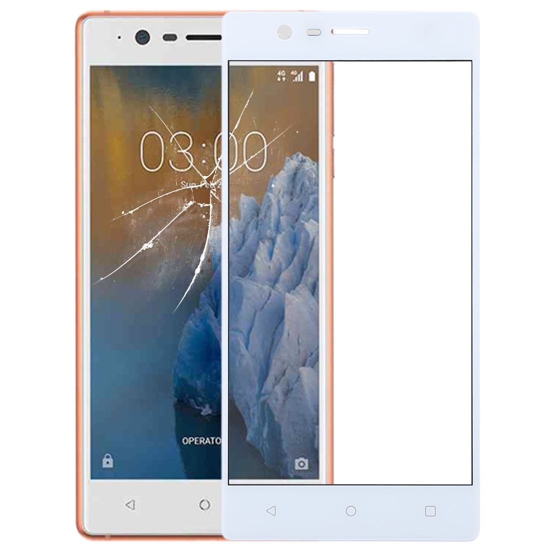 Outer Glass Front Screen Nokia 3 White
